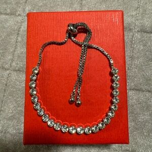 Adjustable Silver Rhinestone Bracelet